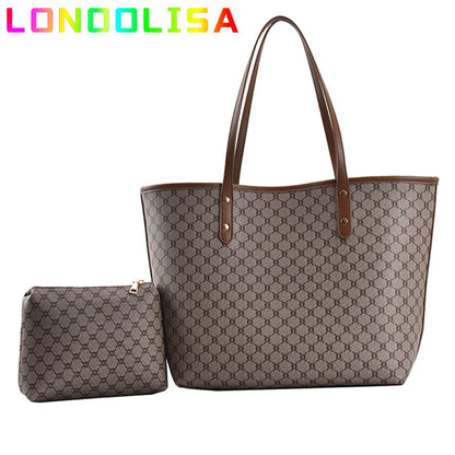 2 Pcs/set Luxury Designer High Capacity Tote Handbag for Women 2021 Trends Brand Designer Striped Shopper Shoulder Shopping Bag