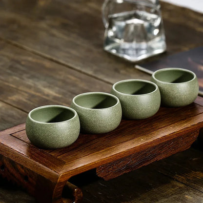 2 Pcs/set Yixing Boutique Purple Clay Teacup Raw Ore Green Mud Handmade Tea Bowl Master Tea Cup Customized Tea Set Accessories