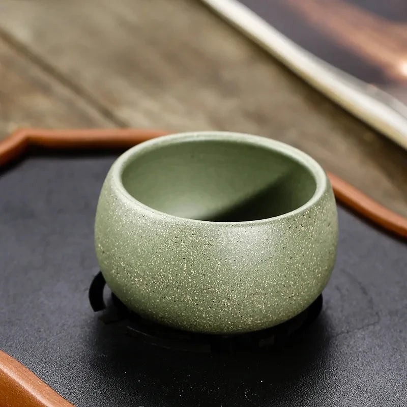 2 Pcs/set Yixing Boutique Purple Clay Teacup Raw Ore Green Mud Handmade Tea Bowl Master Tea Cup Customized Tea Set Accessories