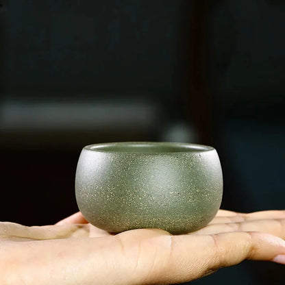 2 Pcs/set Yixing Boutique Purple Clay Teacup Raw Ore Green Mud Handmade Tea Bowl Master Tea Cup Customized Tea Set Accessories