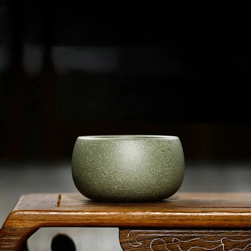 2 Pcs/set Yixing Boutique Purple Clay Teacup Raw Ore Green Mud Handmade Tea Bowl Master Tea Cup Customized Tea Set Accessories