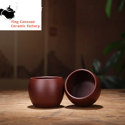 2 Pcs/set Yixing Raw Ore Purple Clay Teacup Boutique Handmade Tea Bowl Master Tea Cup Chinese Authentic Zisha Tea Set 80ml