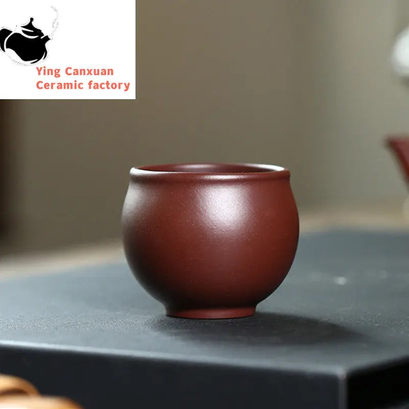 2 Pcs/set Yixing Raw Ore Purple Clay Teacup Boutique Handmade Tea Bowl Master Tea Cup Chinese Authentic Tea Set Accessories 60ml