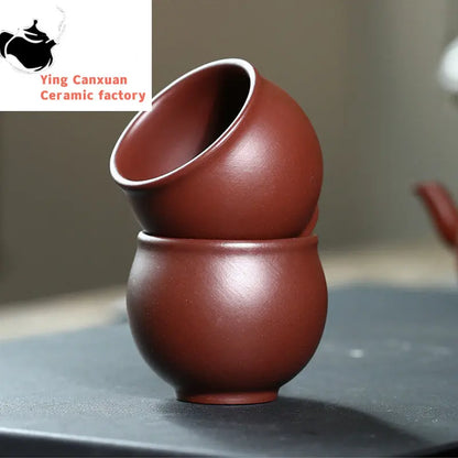 2 Pcs/set Yixing Raw Ore Purple Clay Teacup Boutique Handmade Tea Bowl Master Tea Cup Chinese Authentic Tea Set Accessories 60ml