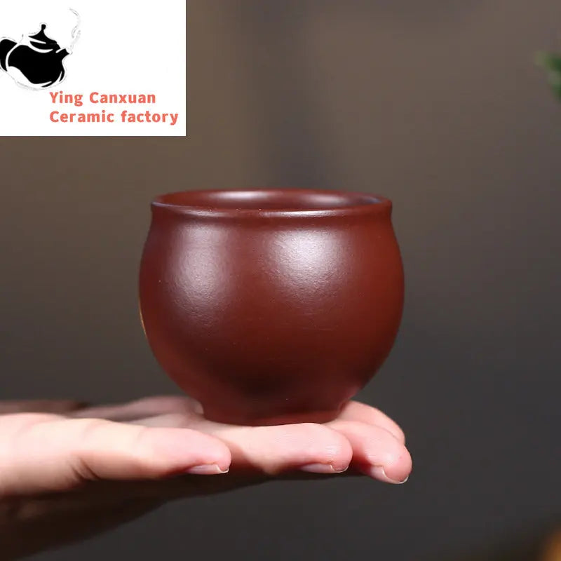 2 Pcs/set Yixing Raw Ore Purple Clay Teacup Boutique Handmade Tea Bowl Master Tea Cup Chinese Authentic Tea Set Accessories 60ml