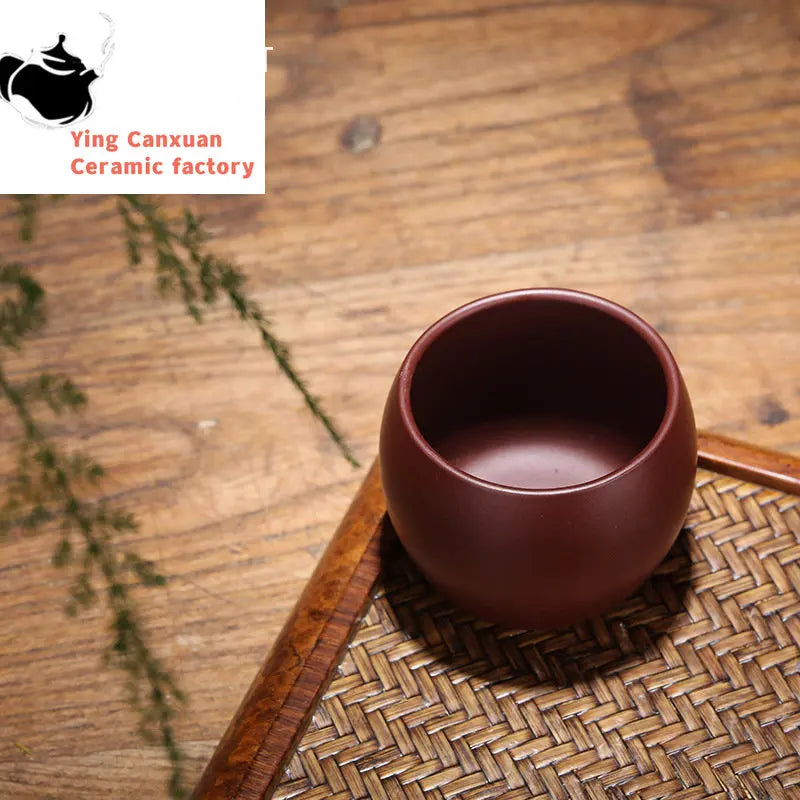 2 Pcs/set Yixing Raw Ore Purple Clay Teacup Boutique Handmade Tea Bowl Master Tea Cup Chinese Authentic Zisha Tea Set 80ml