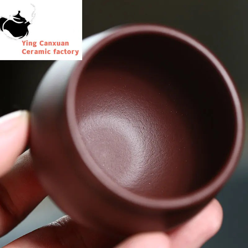2 Pcs/set Yixing Raw Ore Purple Clay Teacup Boutique Handmade Tea Bowl Master Tea Cup Chinese Authentic Tea Set Accessories 60ml