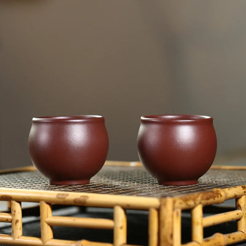 2 Pcs/set Yixing Raw Ore Purple Clay Teacup Boutique Handmade Tea Bowl Master Tea Cup Chinese Authentic Tea Set Accessories 60ml