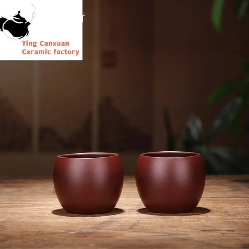 2 Pcs/set Yixing Raw Ore Purple Clay Teacup Boutique Handmade Tea Bowl Master Tea Cup Chinese Authentic Zisha Tea Set 80ml