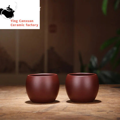 2 Pcs/set Yixing Raw Ore Purple Clay Teacup Boutique Handmade Tea Bowl Master Tea Cup Chinese Authentic Zisha Tea Set 80ml