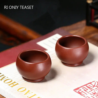 2 Pcs/set Yixing Raw Ore Purple Clay Teacup Meditation Cup Boutique Handmade Tea Bowl Master Tea Cup Chinese Zisha Tea Set 50ml
