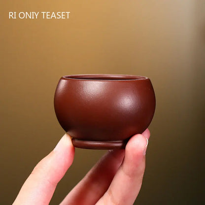 2 Pcs/set Yixing Raw Ore Purple Clay Teacup Meditation Cup Boutique Handmade Tea Bowl Master Tea Cup Chinese Zisha Tea Set 50ml