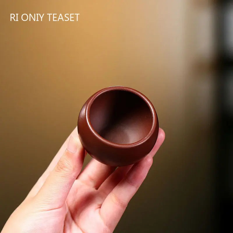 2 Pcs/set Yixing Raw Ore Purple Clay Teacup Meditation Cup Boutique Handmade Tea Bowl Master Tea Cup Chinese Zisha Tea Set 50ml