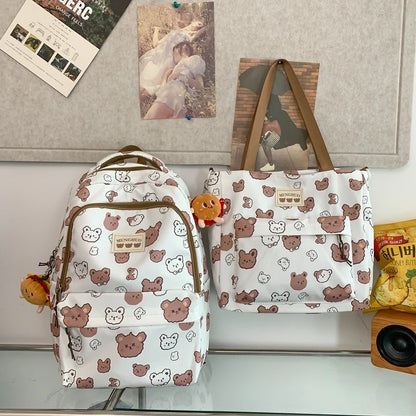 2 Set strawberry Printing Women Backpack High Quality Waterproof Backpacks for Teenage Girls Boys Female School Bag Rucksack