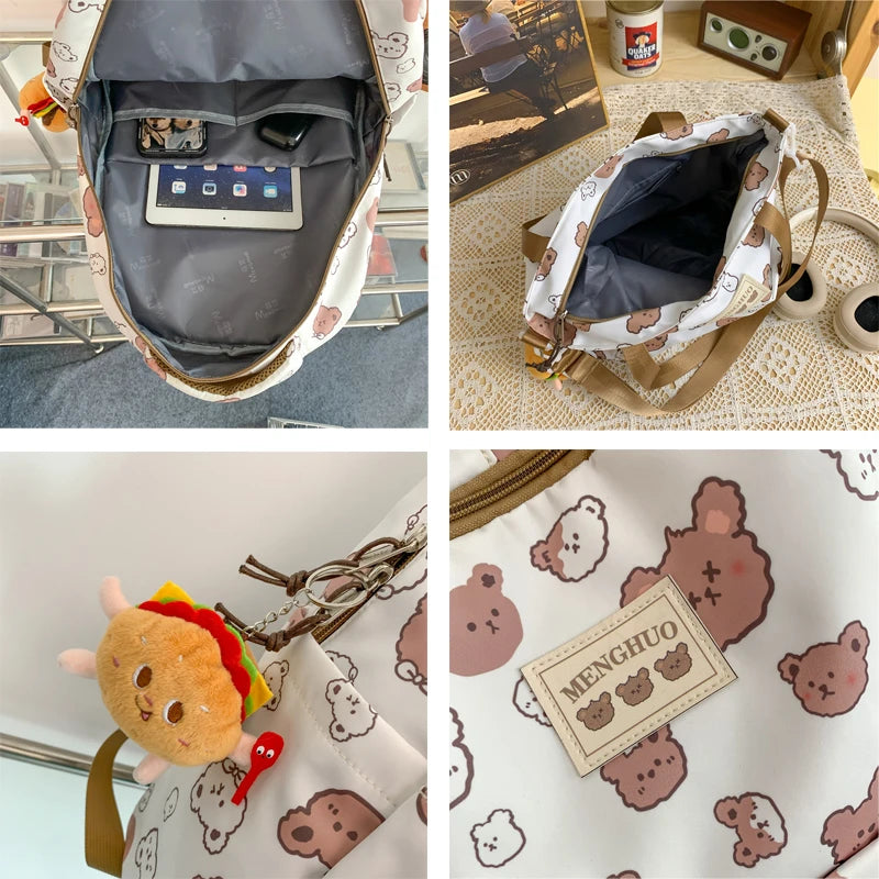 2 Set strawberry Printing Women Backpack High Quality Waterproof Backpacks for Teenage Girls Boys Female School Bag Rucksack
