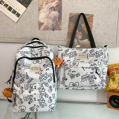 2 Set strawberry Printing Women Backpack High Quality Waterproof Backpacks for Teenage Girls Boys Female School Bag Rucksack