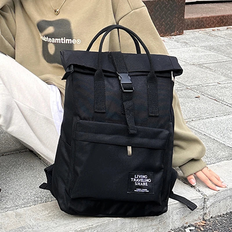 2 Size Female Cute College Backpack Girl Male Travel Book Backpack Nylon Fashion Ladies Leisure Bag Women Laptop Men School Bags