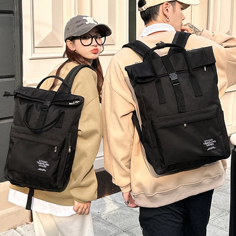 2 Size Female Cute College Backpack Girl Male Travel Book Backpack Nylon Fashion Ladies Leisure Bag Women Laptop Men School Bags
