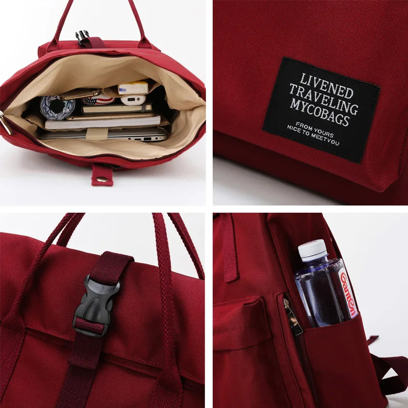 2 Size Female Cute College Backpack Girl Male Travel Book Backpack Nylon Fashion Ladies Leisure Bag Women Laptop Men School Bags