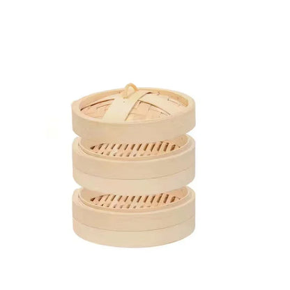 2 Steamer 1 Lid Bamboo Steamer Dimsum Dumpling Steam Pot Durable Fish Rice Vegetable Snack Basket With Lid Kitchen Cooking Tools