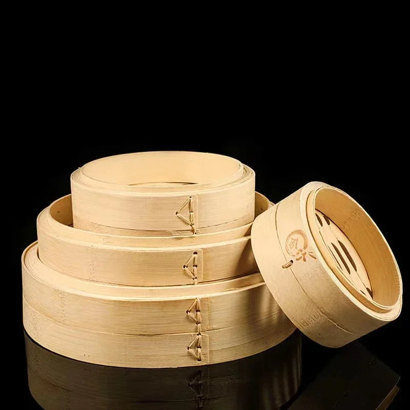 2 Steamer 1 Lid Bamboo Steamer Dimsum Dumpling Steam Pot Durable Fish Rice Vegetable Snack Basket With Lid Kitchen Cooking Tools