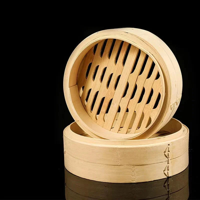 2 Steamer 1 Lid Bamboo Steamer Dimsum Dumpling Steam Pot Durable Fish Rice Vegetable Snack Basket With Lid Kitchen Cooking Tools