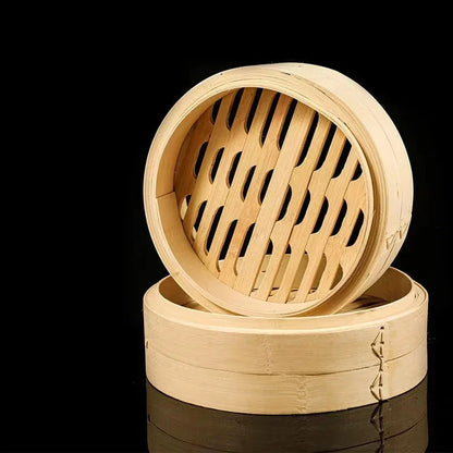2 Steamer 1 Lid Bamboo Steamer Dimsum Dumpling Steam Pot Durable Fish Rice Vegetable Snack Basket With Lid Kitchen Cooking Tools