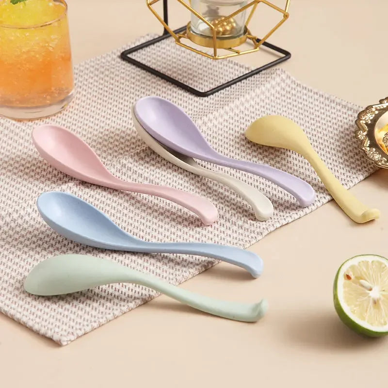 2 pcs Rice Spoon , Japanese Kitchen Supplies, Soup Spoon, Tableware Kitchen Utensils, Wheat Straw Dinnerware, R017
