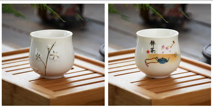 2 pcs/lot Boutique Ceramic Teacup Water cup with handle Chinese Handmade tea bowl Single cup Master Cups Home drinking Teaware