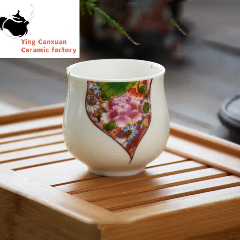 2 pcs/lot Boutique Ceramic Teacup Water cup with handle Chinese Handmade tea bowl Single cup Master Cups Home drinking Teaware