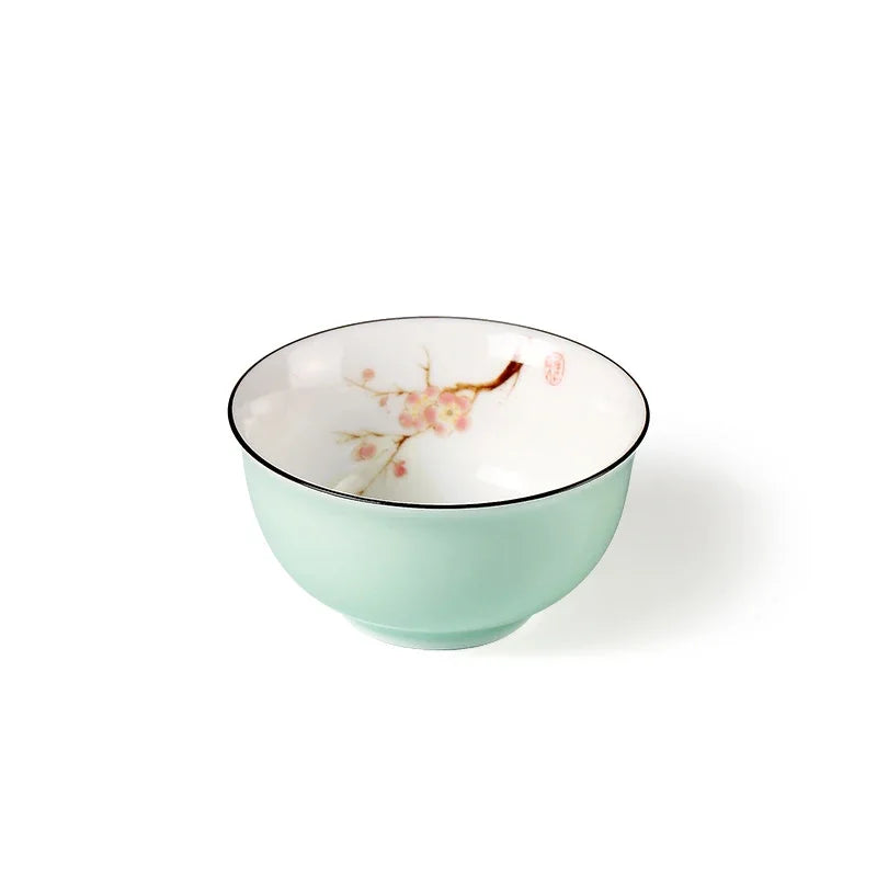 2 pcs/lot Chinese Ceramics Teacup Exquisite hand-painted Plum blossom pattern Tea bowl Master Cup Teaware Drink tea accessories
