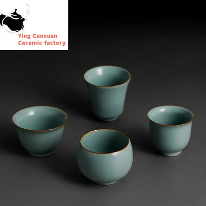 2 pcs/lot Chinese Ru Kiln crockery Tea Cups Anti Scaling Handmade Tea Bowl Creative cracked solid color cup Single Cup Drinkware