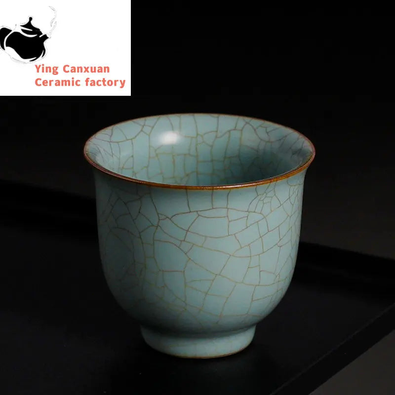 2 pcs/lot Chinese Ru Kiln crockery Tea Cups Anti Scaling Handmade Tea Bowl Creative cracked solid color cup Single Cup Drinkware