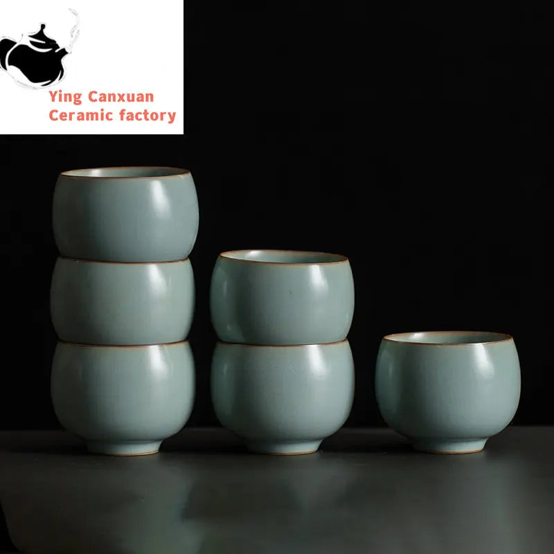 2 pcs/lot Chinese Ru Kiln crockery Tea Cups Anti Scaling Handmade Tea Bowl Creative cracked solid color cup Single Cup Drinkware