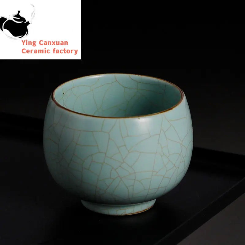 2 pcs/lot Chinese Ru Kiln crockery Tea Cups Anti Scaling Handmade Tea Bowl Creative cracked solid color cup Single Cup Drinkware