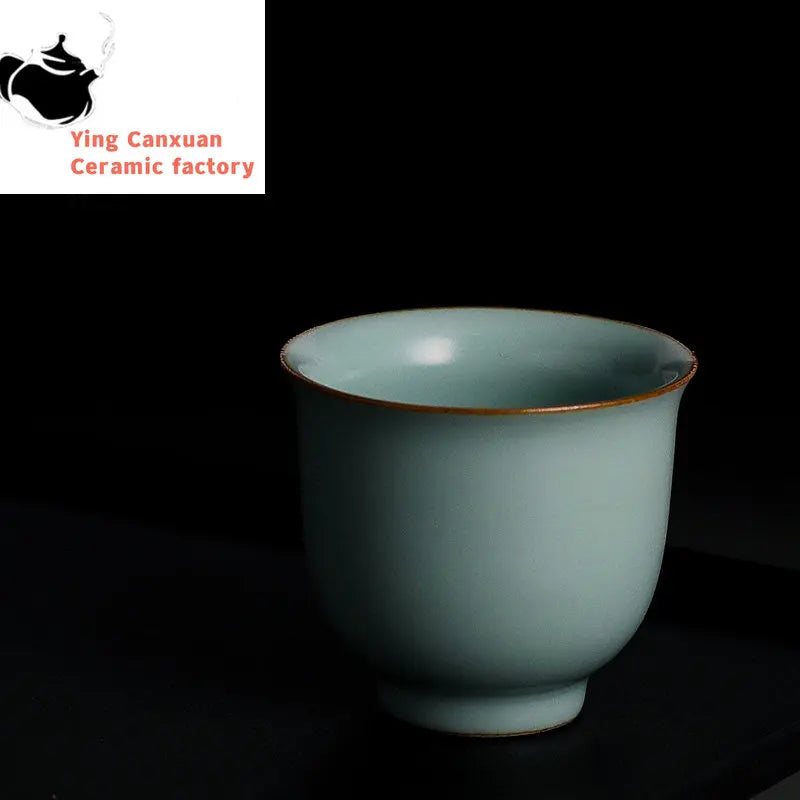 2 pcs/lot Chinese Ru Kiln crockery Tea Cups Anti Scaling Handmade Tea Bowl Creative cracked solid color cup Single Cup Drinkware