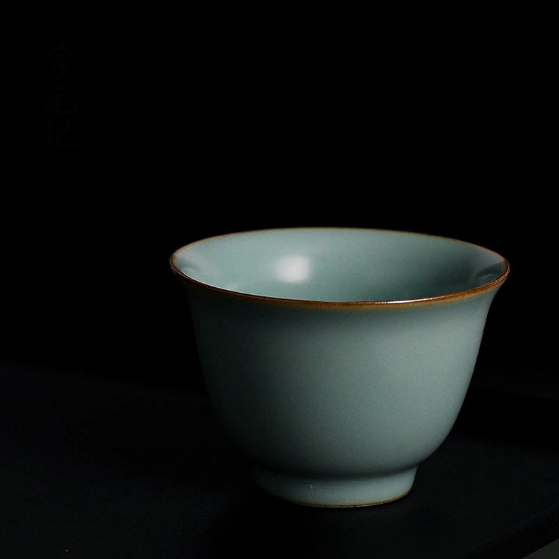 2 pcs/lot Chinese Ru Kiln crockery Tea Cups Anti Scaling Handmade Tea Bowl Creative cracked solid color cup Single Cup Drinkware