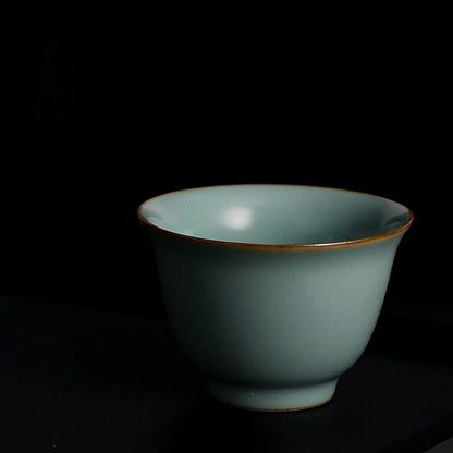 2 pcs/lot Chinese Ru Kiln crockery Tea Cups Anti Scaling Handmade Tea Bowl Creative cracked solid color cup Single Cup Drinkware