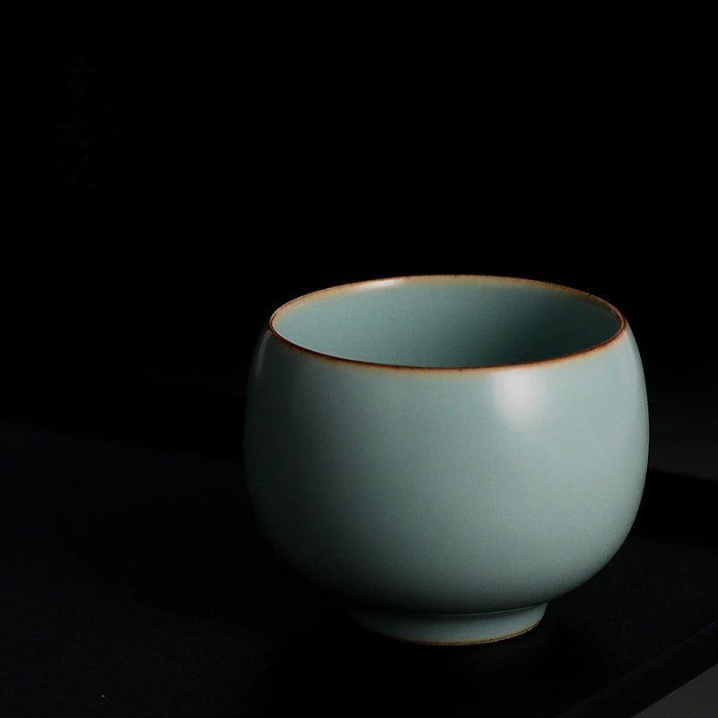 2 pcs/lot Chinese Ru Kiln crockery Tea Cups Anti Scaling Handmade Tea Bowl Creative cracked solid color cup Single Cup Drinkware