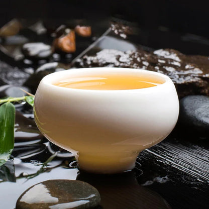 2 pcs/lot Chinese style Teacup Handmade White porcelain Solid color Tea Bowl Ceramic Tea set Accessories Personal Single Cup