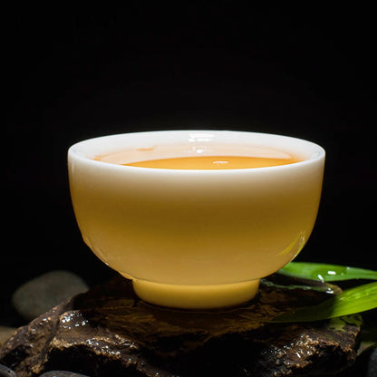 2 pcs/lot Chinese style Teacup Handmade White porcelain Solid color Tea Bowl Ceramic Tea set Accessories Personal Single Cup