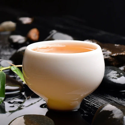 2 pcs/lot Chinese style Teacup Handmade White porcelain Solid color Tea Bowl Ceramic Tea set Accessories Personal Single Cup