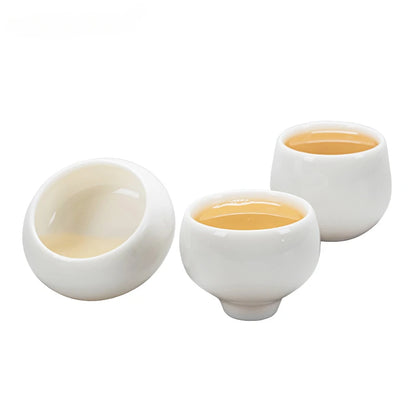 2 pcs/lot Chinese style Teacup Handmade White porcelain Solid color Tea Bowl Ceramic Tea set Accessories Personal Single Cup