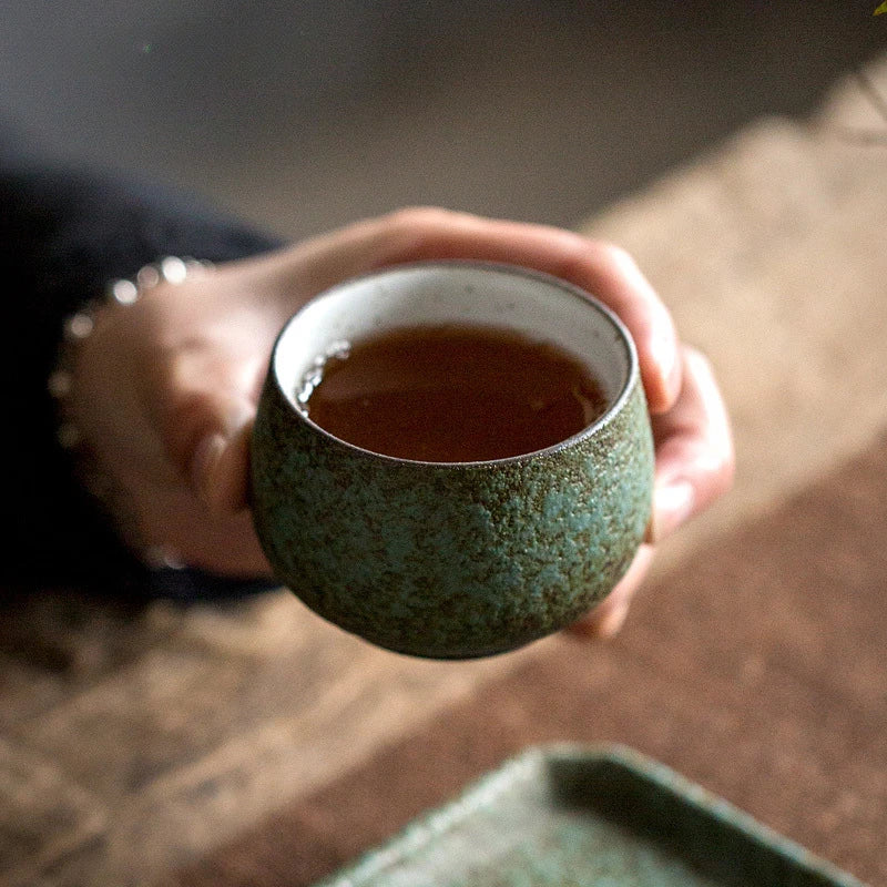 2 pcs/lot Japanese-style Ceramic Teacup Handmade Boutique Pottery Tea Bowl Tea ceremony Accessories Portable Personal Single Cup