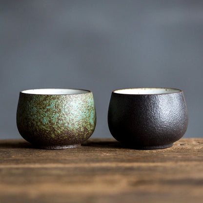 2 pcs/lot Japanese-style Ceramic Teacup Handmade Boutique Pottery Tea Bowl Tea ceremony Accessories Portable Personal Single Cup