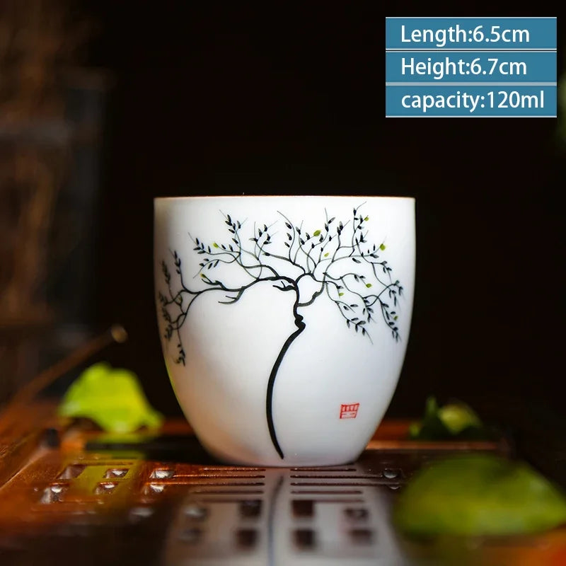 2 pcs/lot Retro Handmade Ceramic Teacup Hand painted lotus pattern Tea Bowl Chinese Porcelain Tea set Accessories Master Teacup