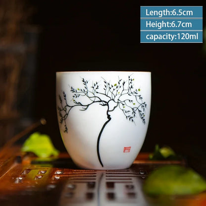 2 pcs/lot Retro Handmade Ceramic Teacup Hand painted lotus pattern Tea Bowl Chinese Porcelain Tea set Accessories Master Teacup
