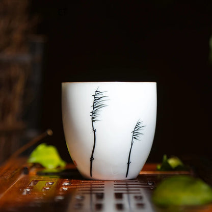 2 pcs/lot Retro Handmade Ceramic Teacup Hand painted lotus pattern Tea Bowl Chinese Porcelain Tea set Accessories Master Teacup