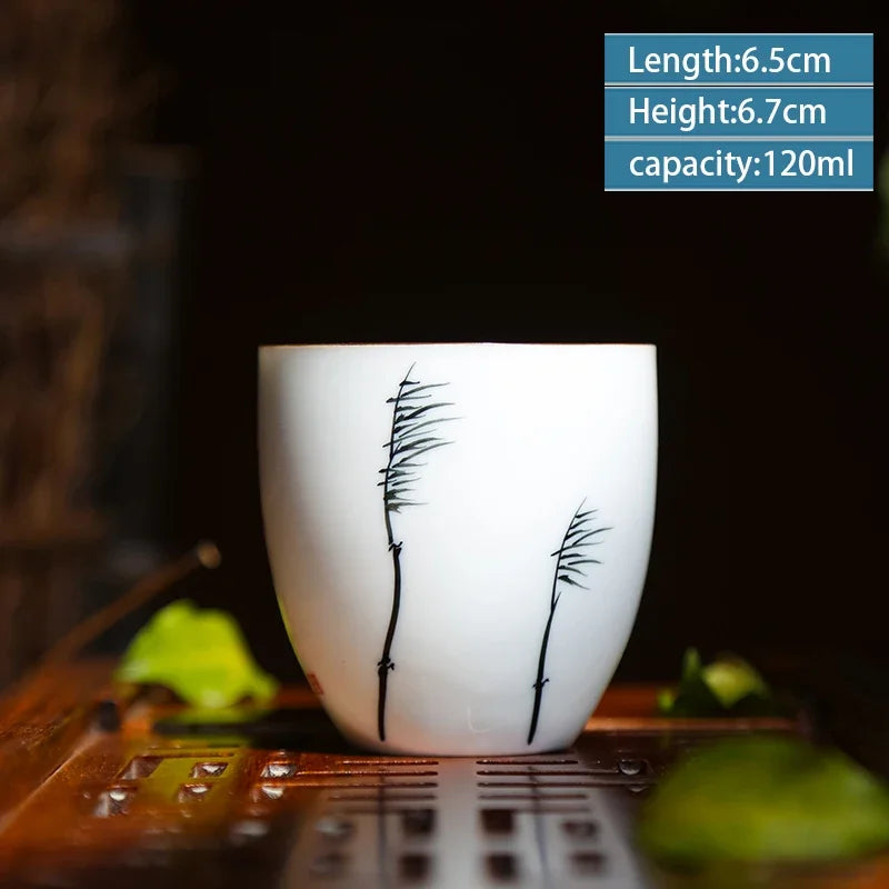 2 pcs/lot Retro Handmade Ceramic Teacup Hand painted lotus pattern Tea Bowl Chinese Porcelain Tea set Accessories Master Teacup