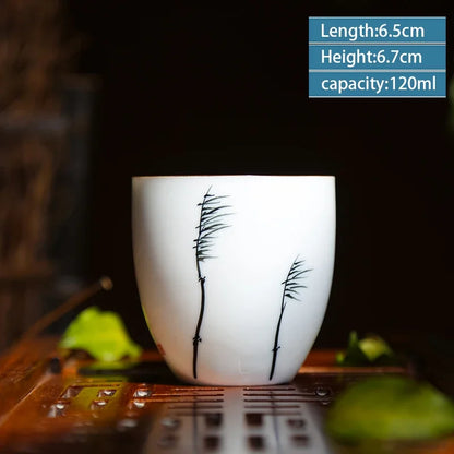 2 pcs/lot Retro Handmade Ceramic Teacup Hand painted lotus pattern Tea Bowl Chinese Porcelain Tea set Accessories Master Teacup
